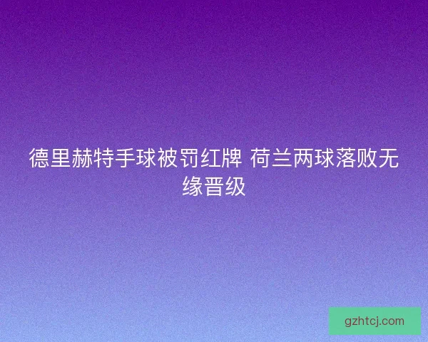 德里赫特手球被罚红牌 荷兰两球落败无缘晋级