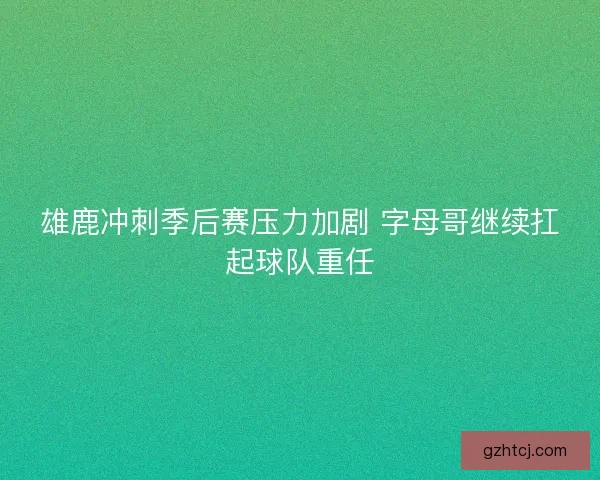 雄鹿冲刺季后赛压力加剧 字母哥继续扛起球队重任