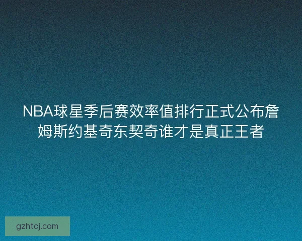 NBA球星季后赛效率值排行正式公布詹姆斯约基奇东契奇谁才是真正王者